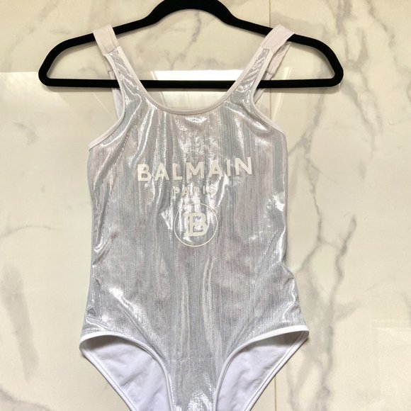 Balmain Paris Girls Silver Bathing Suit - Picture 2 of 7